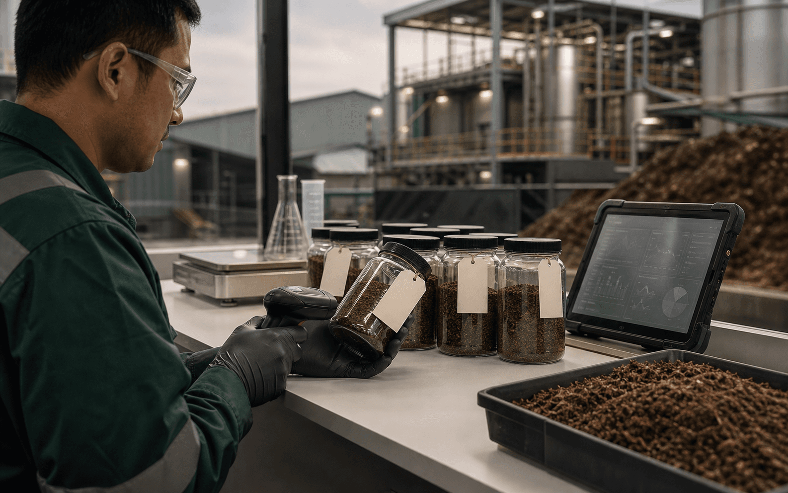 Batch record sampling station for EFB organic fertilizer quality review